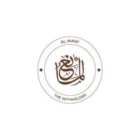 Allah's Name with meaning in Arabic Calligraphy Style vector