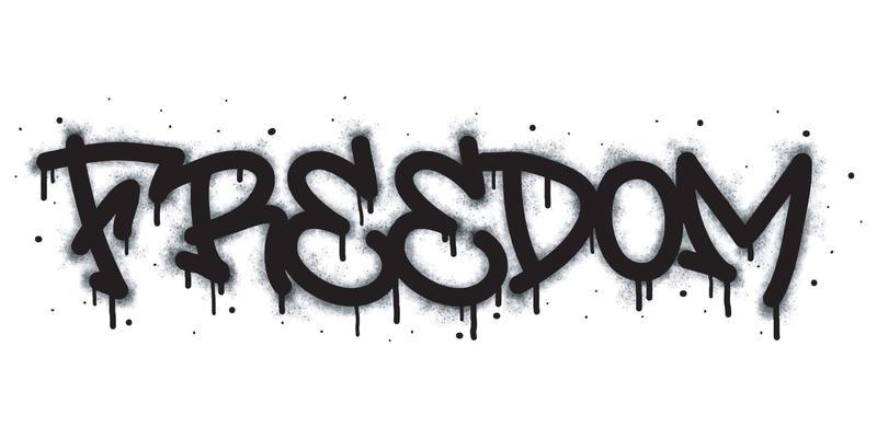 Spray paint graffiti freedom symbol in black on white. Sprayed drops of freedom symbol logo. isolated on white background. vector illustration