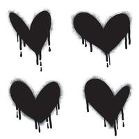 Spray graffiti heart sign painted in black on white. Love heart drop symbol. isolated on a white background. vector illustration