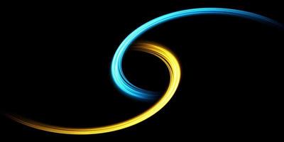 Abstract light lines of movement and speed in blue and gold. Light everyday glowing effect. semicircular wave, light trail curve swirl, car headlights, incandescent optical fiber png. vector