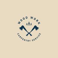 lumberjack woodwork  vintage logo, concept carpentry vector illustration design