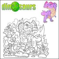 cute prehistoric dinosaurs coloring page vector