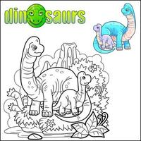 cute prehistoric dinosaurs coloring page vector