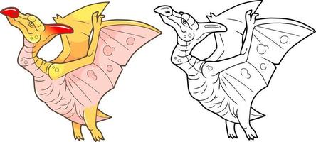 prehistórico dinosaurio pterodáctilo colorante libro vector