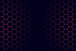 Abstract black geometric background design with red blacklight. Hexagonal illustration vector