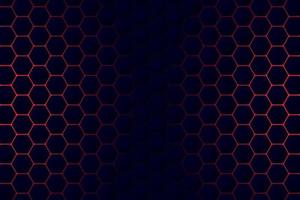 Abstract black geometric background design with red blacklight. Hexagonal illustration vector