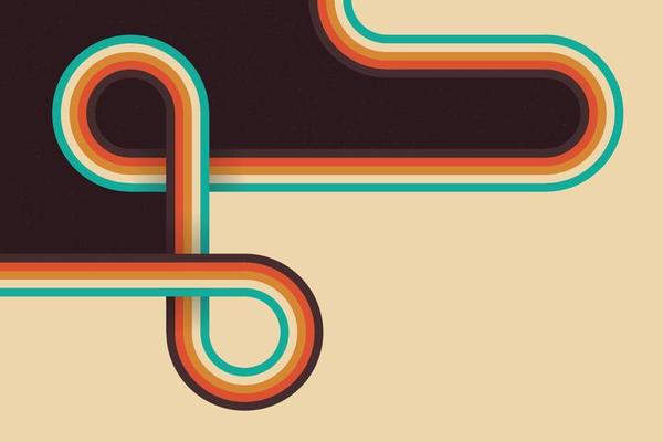 Retro colorful lines background illustration design. Abstract twisted stripes