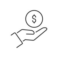 save money icon, salary money, invest finance, hand holding dollar vector