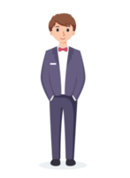 groomsmen wedding man in suit cartoon illustration png