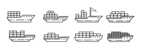 ferry con una carga. entrega a través del océano. vector