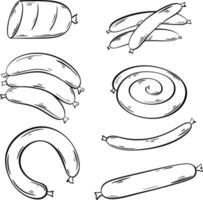 Sausages sketch set vector