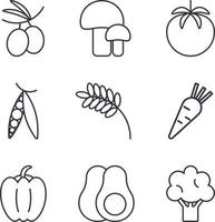 Set of basic vegetables icons isolated vector