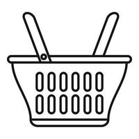 White basket icon outline vector. Wicker straw vector