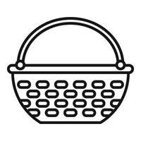 Empty basket icon outline vector. Picnic straw vector