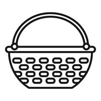 Empty basket icon outline vector. Picnic straw vector