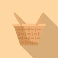 Gift basket icon flat vector. Picnic wicker vector