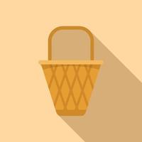 Small basket icon flat vector. Wicker hamper vector