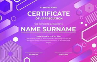 Hexagonal Gradient Geometric Certificate Template vector