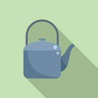 Camp kettle icon flat vector. Travel hiking vector