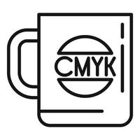 Cmyk print on mug icon outline vector. Digital machine vector