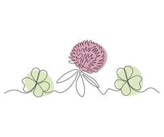 abstract Clover Flower and Clover Leaves Continuous On Line Drawing vector