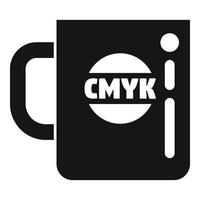 Cmyk print on mug icon simple vector. Digital machine vector