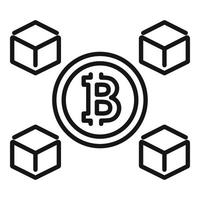 digital bitcoin icono contorno vector. cadena bloquear vector