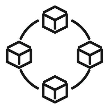 Network cube icon outline vector. Block chain vector