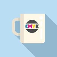 Cmyk print on mug icon flat vector. Digital machine vector