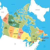 mapa de Canadá con rodeando fronteras vector