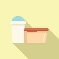 Pack of food container icon flat vector. School box vector