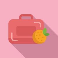 Orange kid box icon flat vector. School food vector