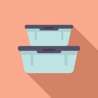 Food container snack icon flat vector. School lunch vector