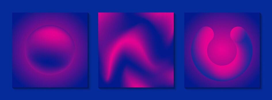 Set of social media templates with fluid abstract gradient shapes. Vector modern bright background.