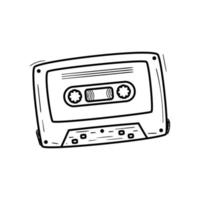 Old cassette vector illustration in doodle drawing style