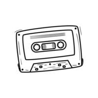 Old cassette vector illustration in doodle drawing style