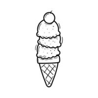 Ice cream scoop vector illustration in doodle drawing style