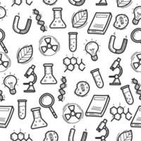 Science doodle seamless pattern with a black and white color vector