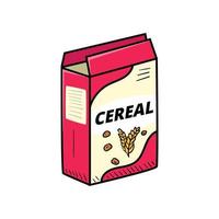 Cereal box vector illustration in colorful hand-drawn style