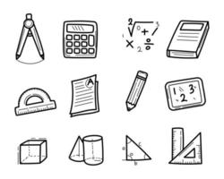 Set of mathematic doodle illustration with black color vector