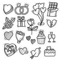 Set of valentine doodle illustration vector