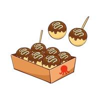 Takoyaki vector illustration in cartoon style