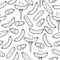 Sausage doodle seamless pattern with black and white color vector