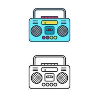 Simple boombox vector illustration in black and colorful version isolated on white background