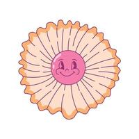 Groovy flower character in retro style vector