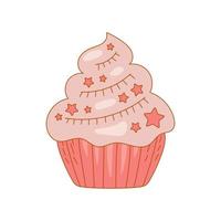 Cupcake food illustration in retro style vector