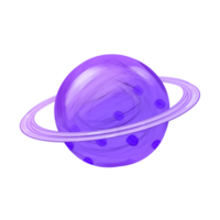 Cute purple Saturn stationary sticker oil painting png