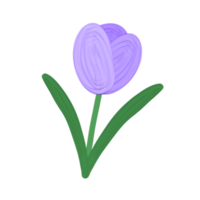 Cute purple flower stationary sticker oil painting png