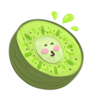 Cute kiwi fruit stationary sticker oil painting png