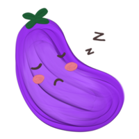 Cute eggplant vegetable stationary sticker oil painting png